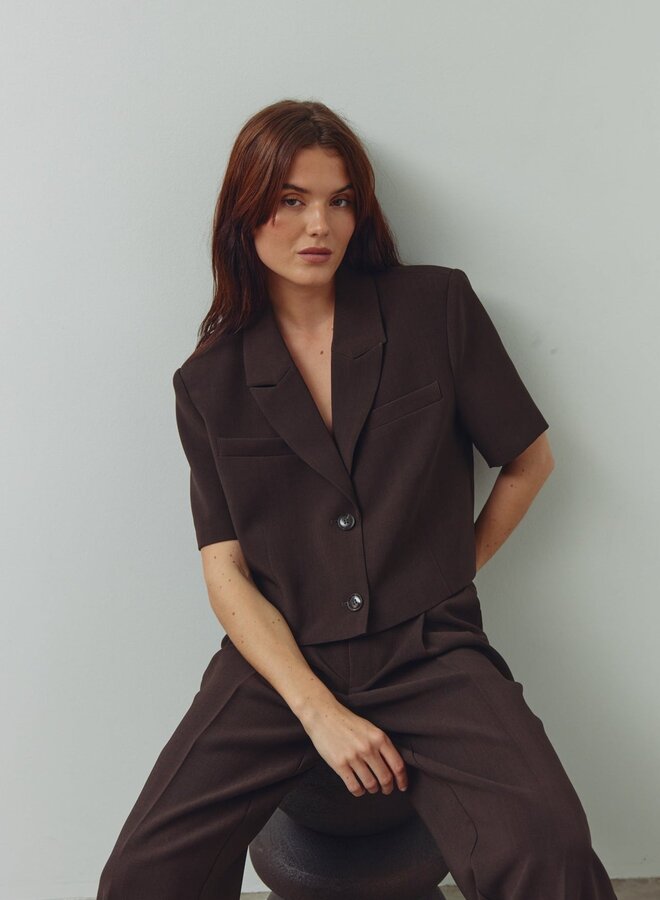 Noella - N Leanne Crop Blazer - Chocolate