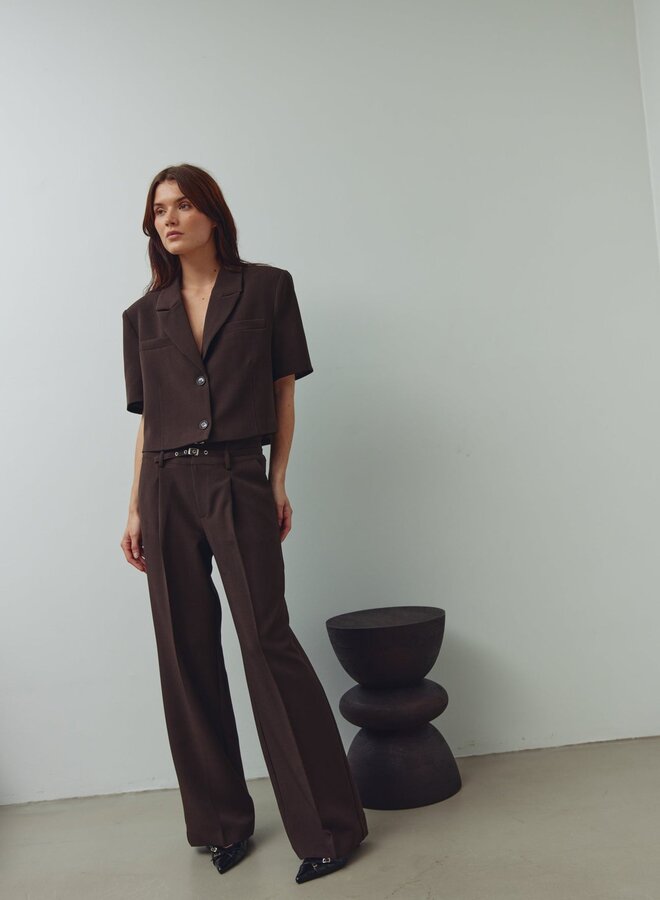 Noella - N Leanne Crop Blazer - Chocolate