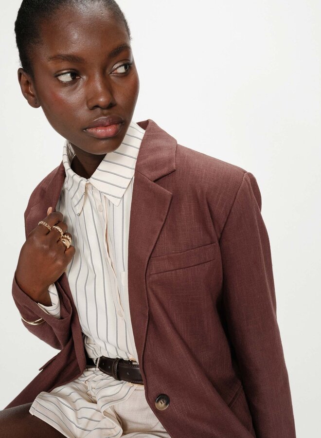 G&M - Linen and Cotton Blazer Velize - Chocolat