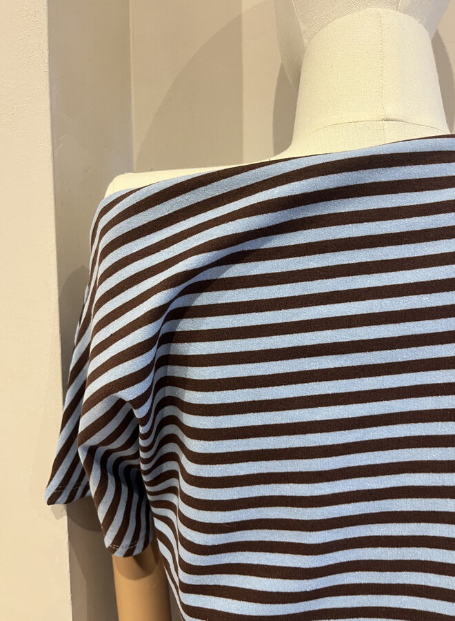 Honey Bee Off Shoulder Top - Bleu et Marron