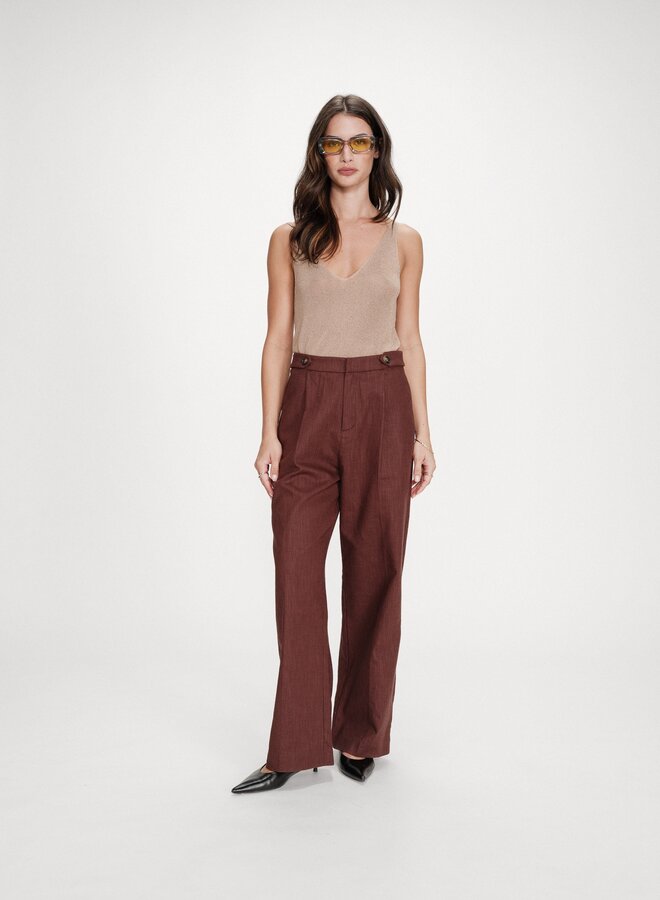 G&M - Linen Tailored Trousers Vanelis - Chocolat