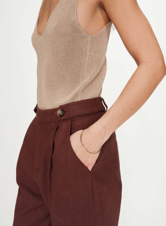 G&M - Linen Tailored Trousers Vanelis - Chocolat