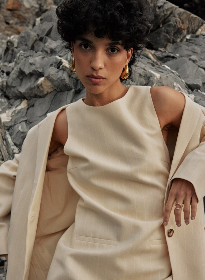 G&M - Robe Vea Pinstripe Linen - Vanille