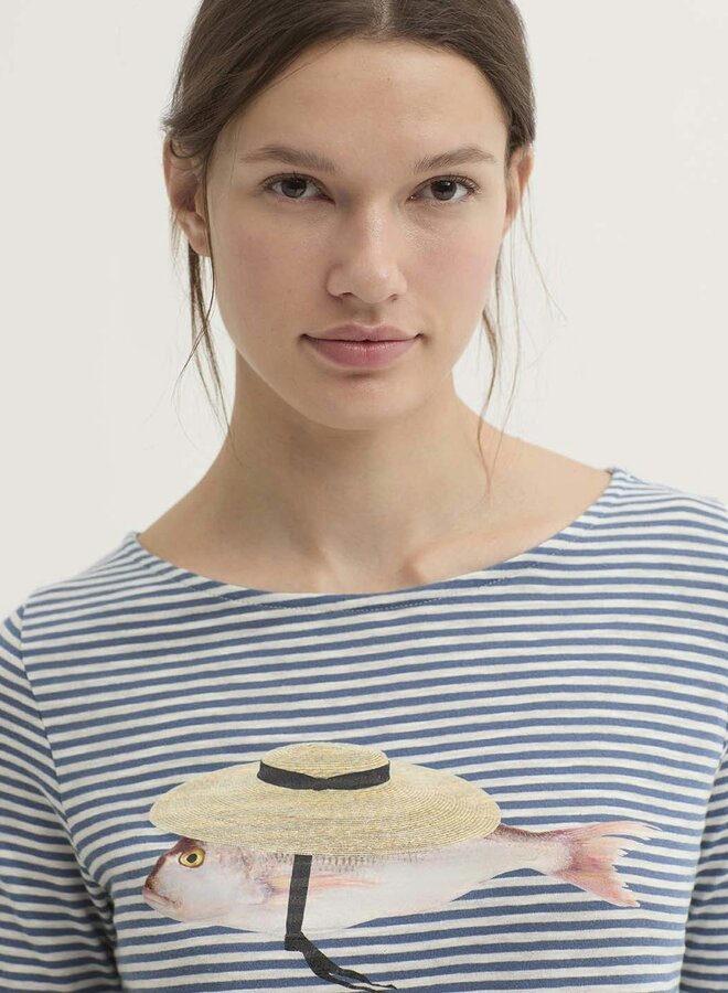Nice Things - Stripe "Provencal Fish" T-Shirt - Navy