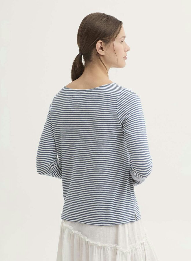 Nice Things - Stripe "Provencal Fish" T-Shirt - Navy