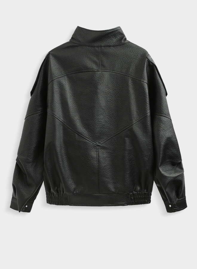 Alix Faux Leather Bomber - Noir