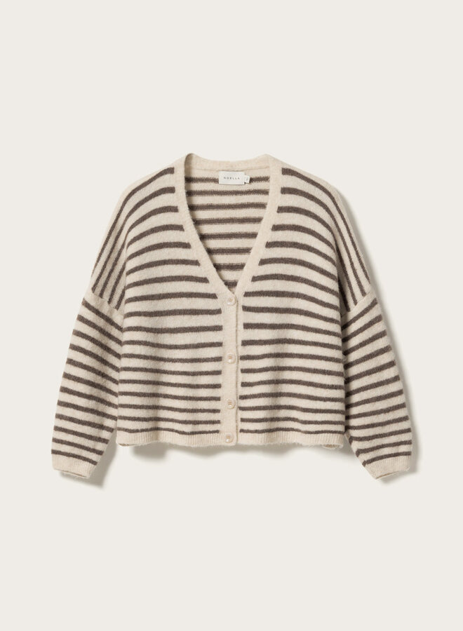Noella - N-Lenda Knit Cardigan - Brown Ivory Stripe
