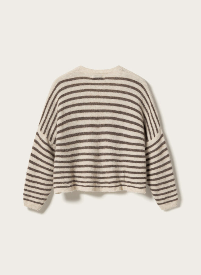 Noella - N-Lenda Knit Cardigan - Brown Ivory Stripe