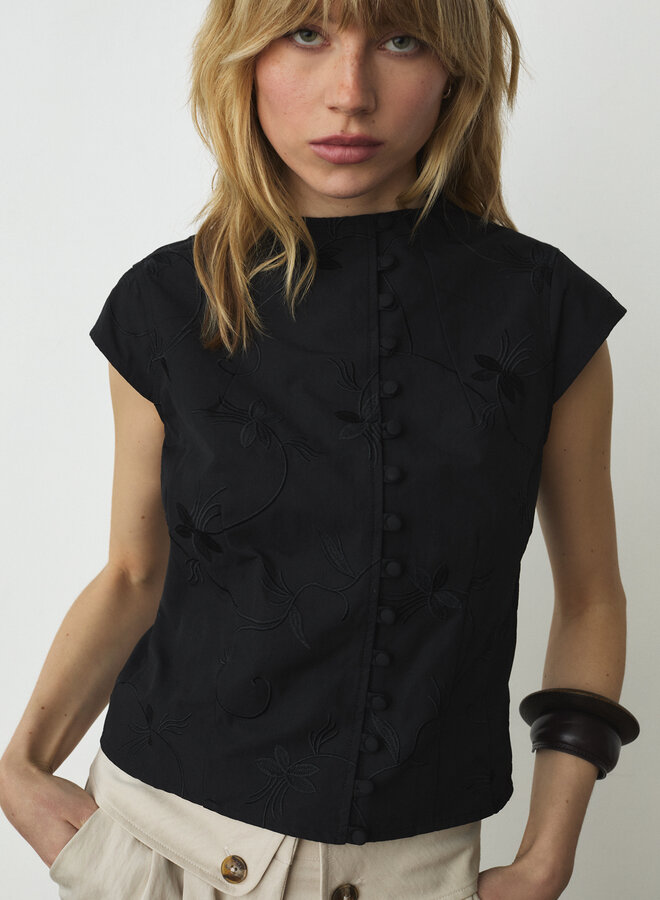 LAAGAM - Melani Asymmetric Blouse - Black