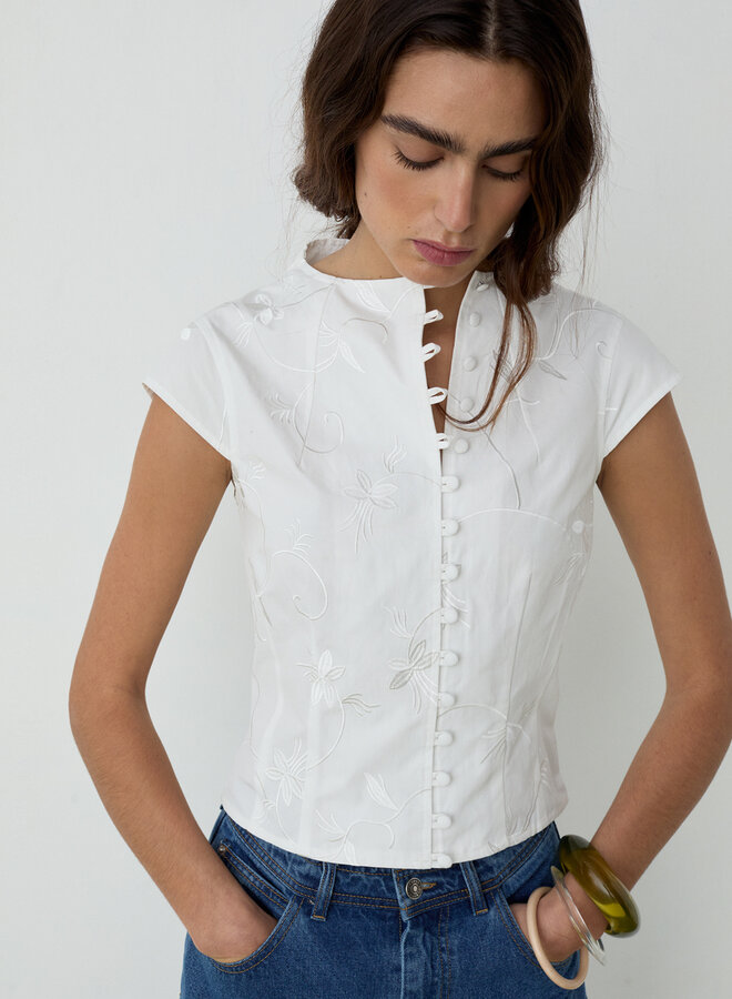 LAAGAM - Melani Asymmetric Blouse - White