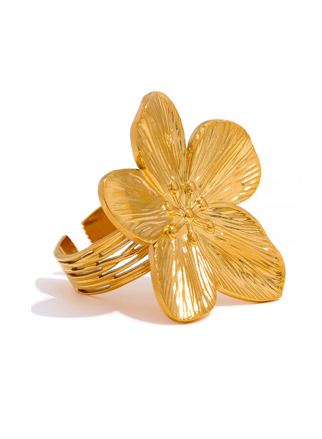 JAZZY - No Rain No Flowers - Big Flower Ring - Gold