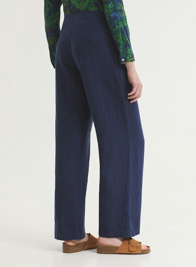 Nice Things - 100% Linen Pleated Pants - Indigo Blue