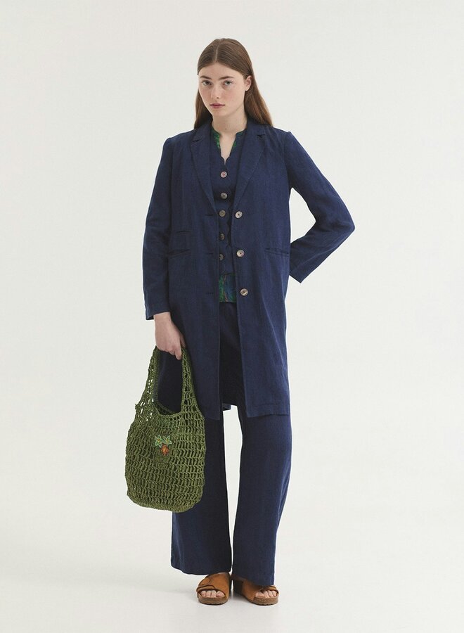 Nice Things - 100% Linen Pleated Pants - Indigo Blue