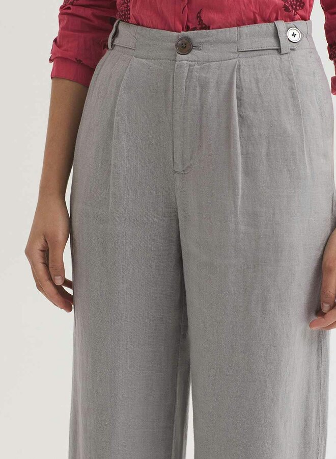 Nice Things - 100% Linen Pleated Pants - Mid Grey