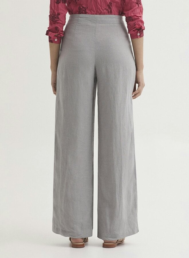 Nice Things - 100% Linen Pleated Pants - Mid Grey