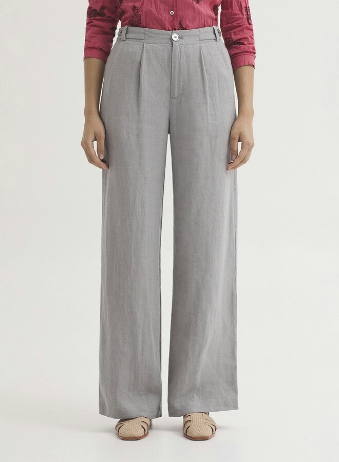 Nice Things - 100% Linen Pleated Pants - Mid Grey