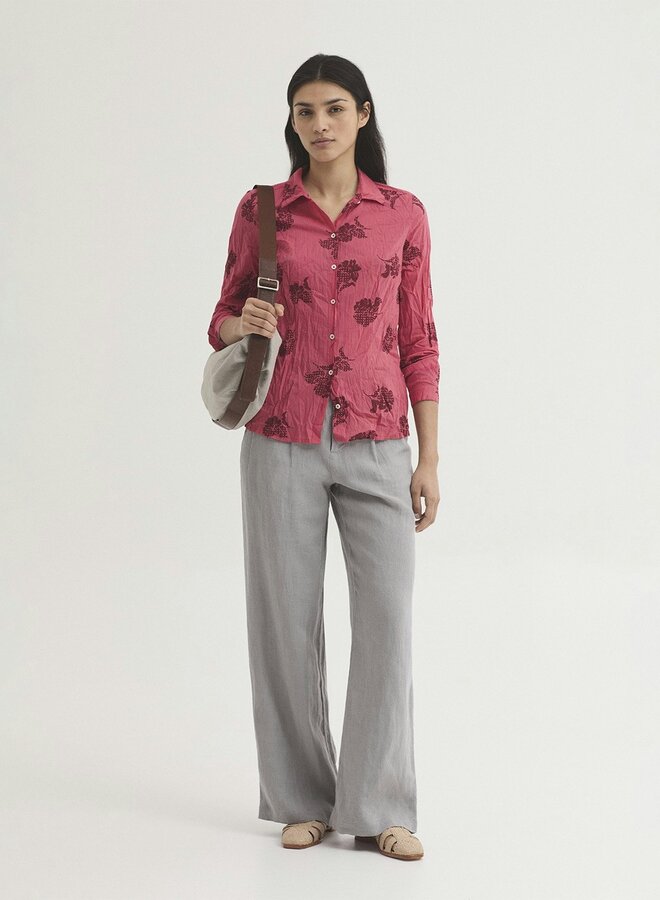 Nice Things - 100% Linen Pleated Pants - Mid Grey