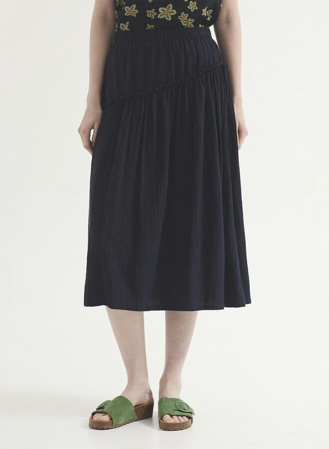 Nice Things - Textured Ruffle Skirt - Navy