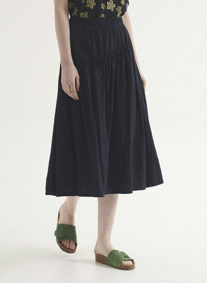 Nice Things - Textured Ruffle Skirt - Navy