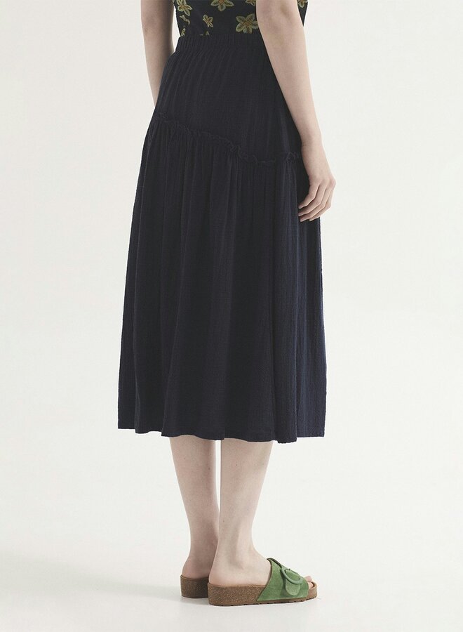 Nice Things - Textured Ruffle Skirt - Navy
