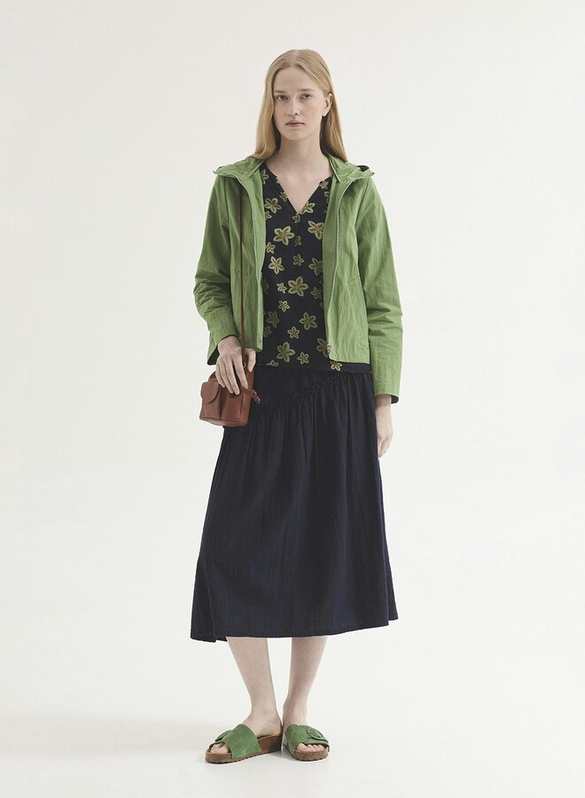 Nice Things - Textured Ruffle Skirt - Navy