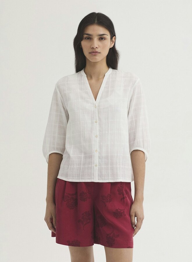 Nice Things - Checkered Jacquard Shirt - White