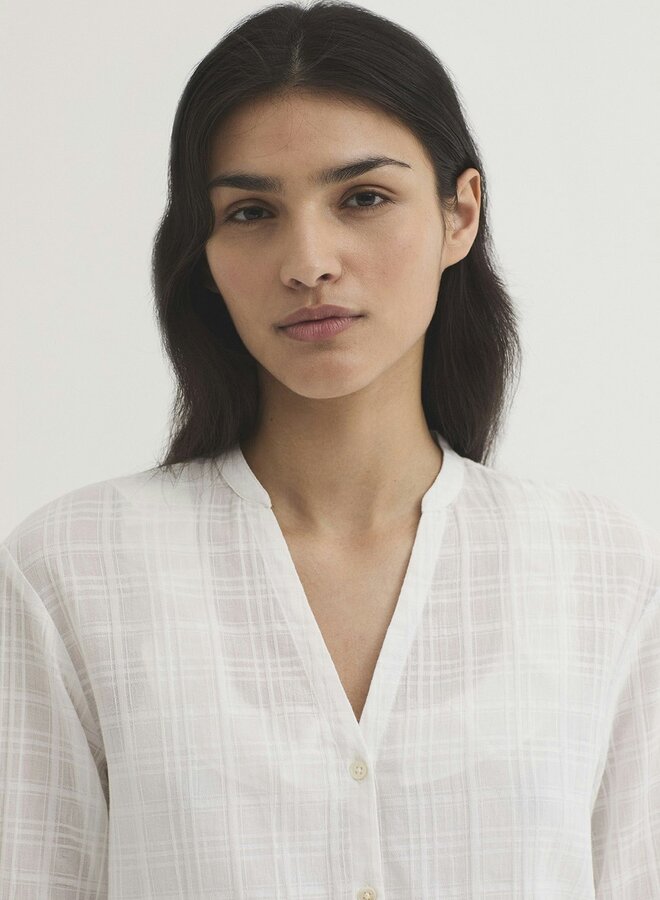Nice Things - Checkered Jacquard Shirt - White