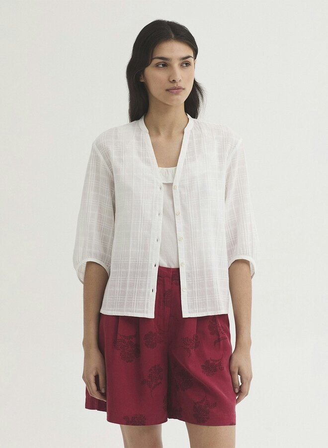 Nice Things - Checkered Jacquard Shirt - White