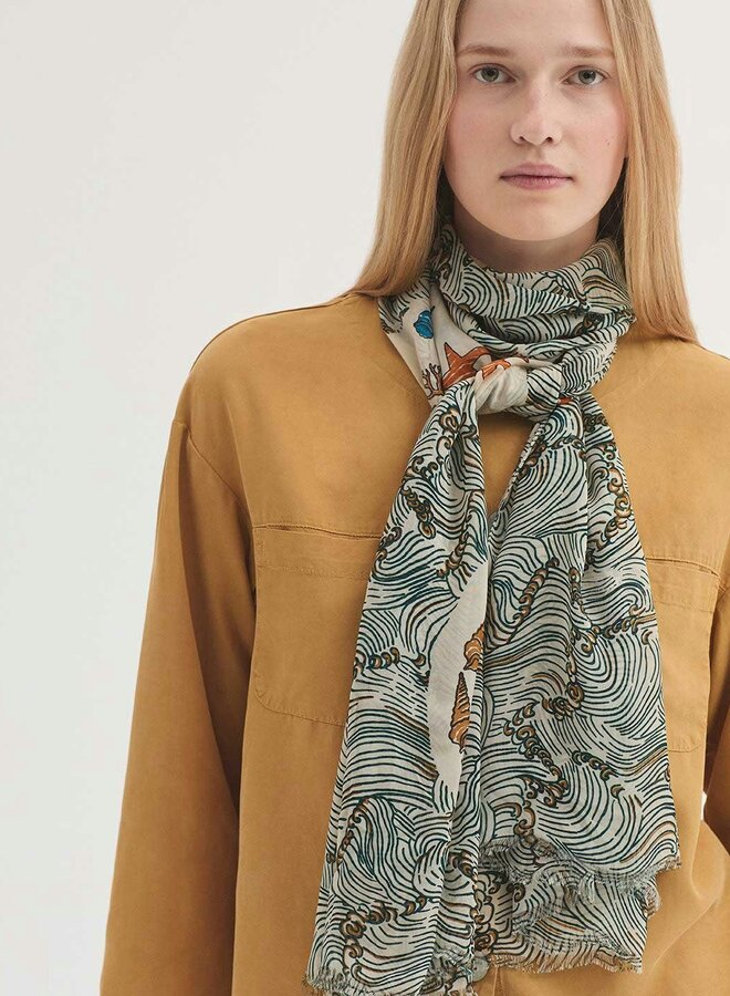 Nice Things - Foulard Aegean Sea Print - Ecru