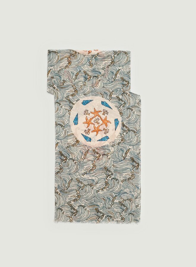 Nice Things - Foulard Aegean Sea Print - Ecru