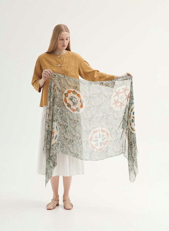 Nice Things - Foulard Aegean Sea Print - Ecru