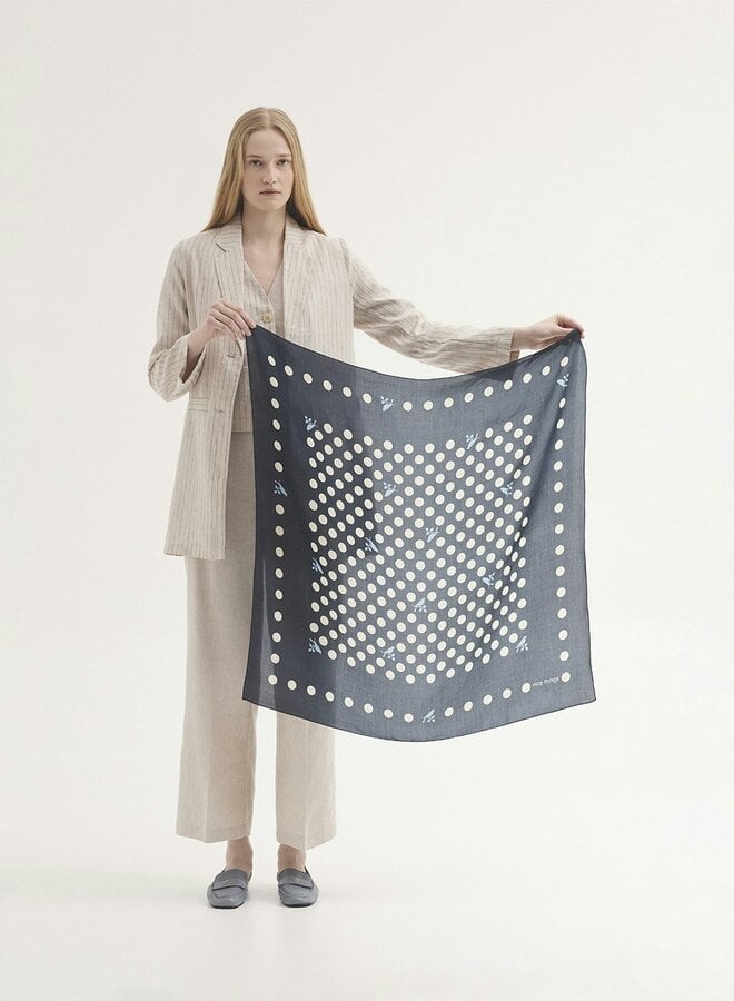 Nice Things - Dots & Logo Foulard - Navy