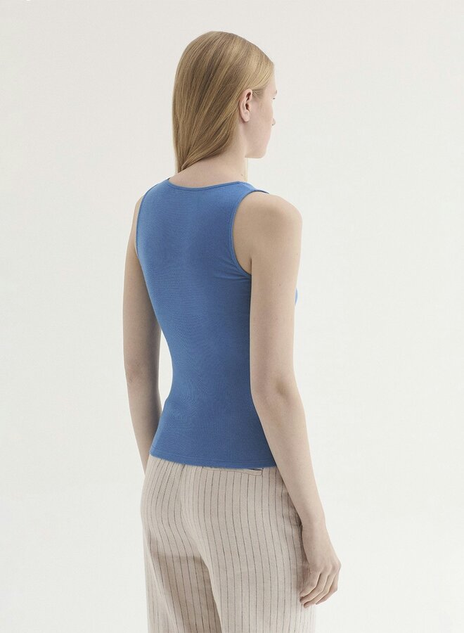 Nice Things - Basic Rib Tank Top - Medium Blue
