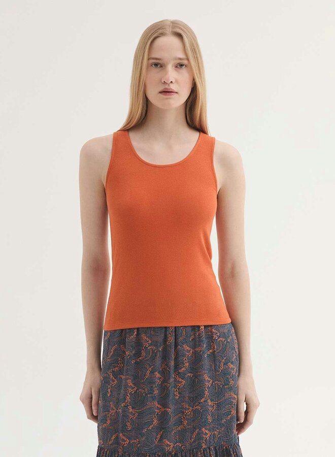 Nice Things - Basic Rib Tank Top - Intense Rust