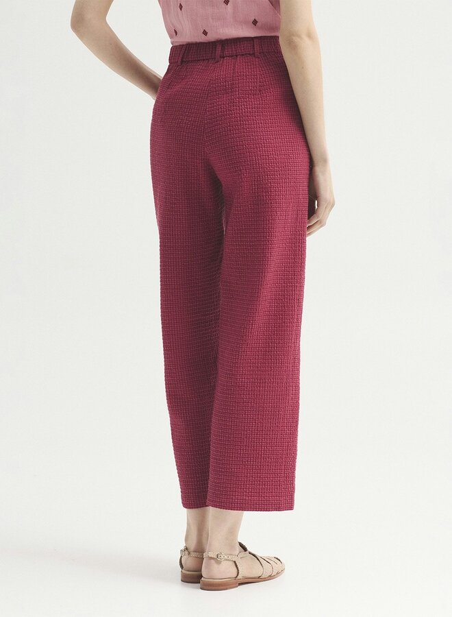 Nice Things - Mini Gingham Seersucker Trousers - Intense Red