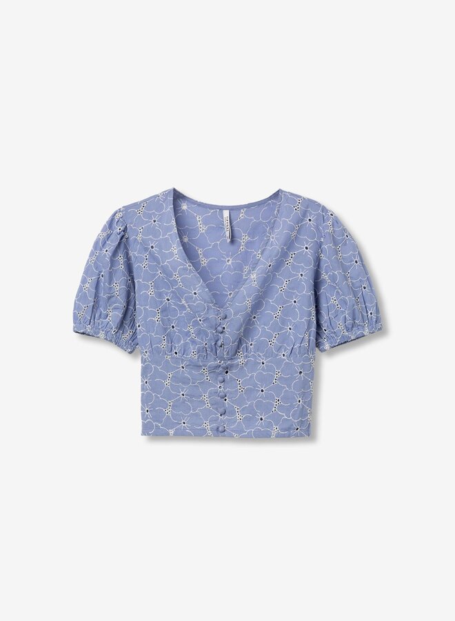 Tiffosi - Berat Blouse - Blue Denim Embroidery