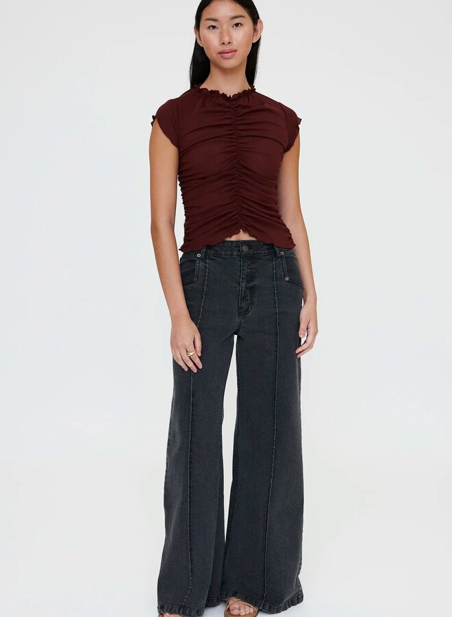 Wild Pony - Ruched T-Shirt - Brown