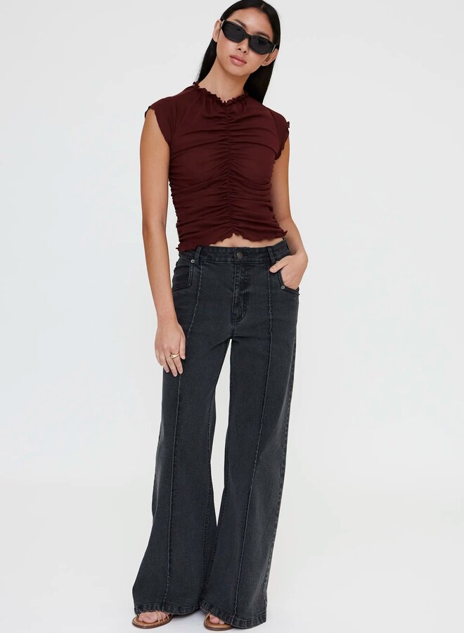 Wild Pony - Ruched T-Shirt - Brown