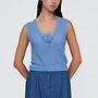 Wild Pony - Openwork Knit Top - Blue