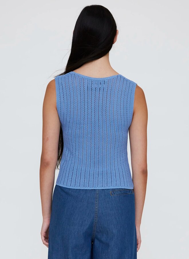 Wild Pony - Openwork Knit Top - Blue