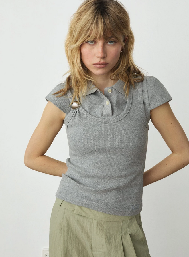 LAAGAM - Erya Polo T-Shirt - Grey