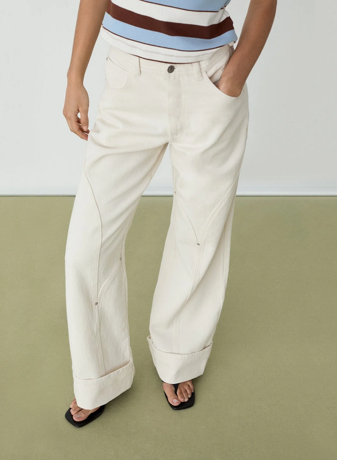 LAAGAM - Dallas Denim Pants - Ecru