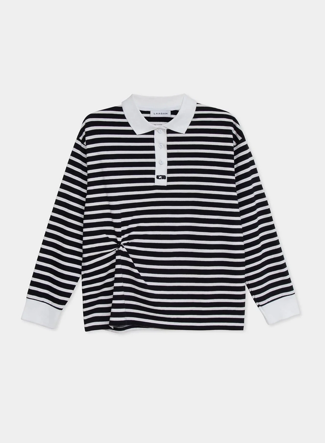 LAAGAM - Duse Striped Polo - Black & White