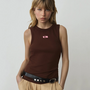 LAAGAM - Embroidered Logo Tanktop - Brown