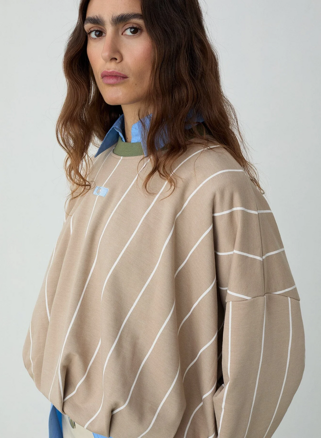 LAAGAM - Kelly Striped Sweatshirt - Beige