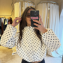 Polka Dot Bomber Jacket - Blanc et Noir