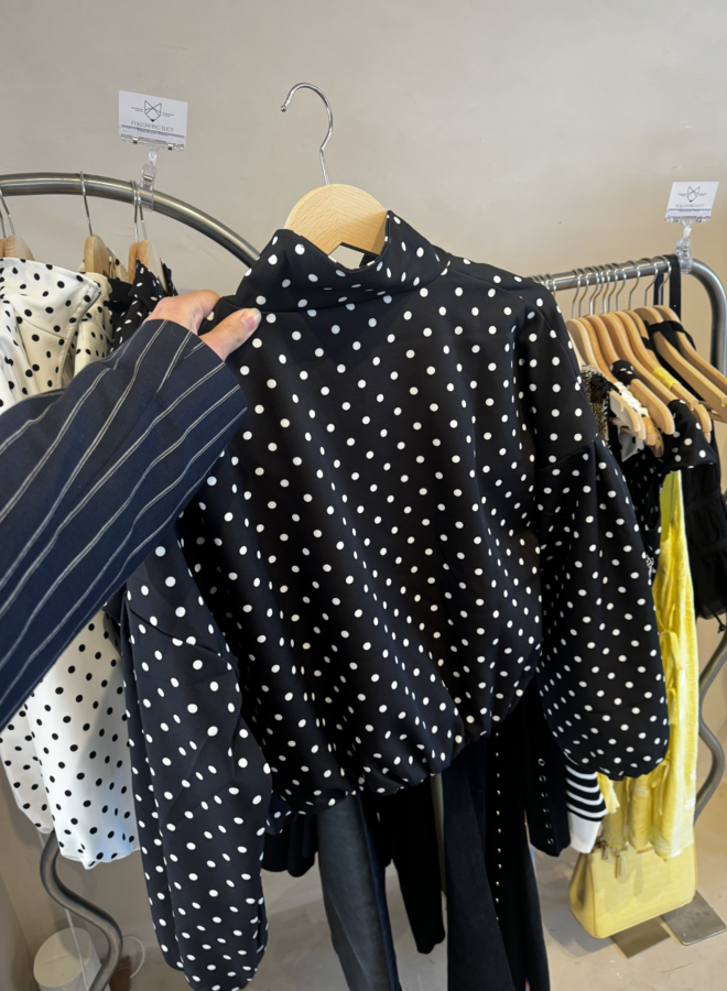 Polka Dot Bomber Jacket - Noir et Blanc