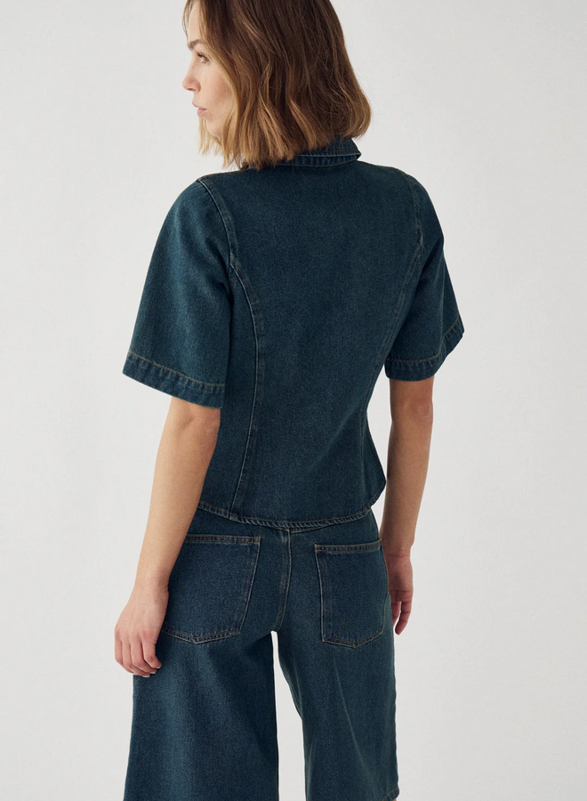 Noella - N-Micaiah SS Blouse - Vintage Blue Wash