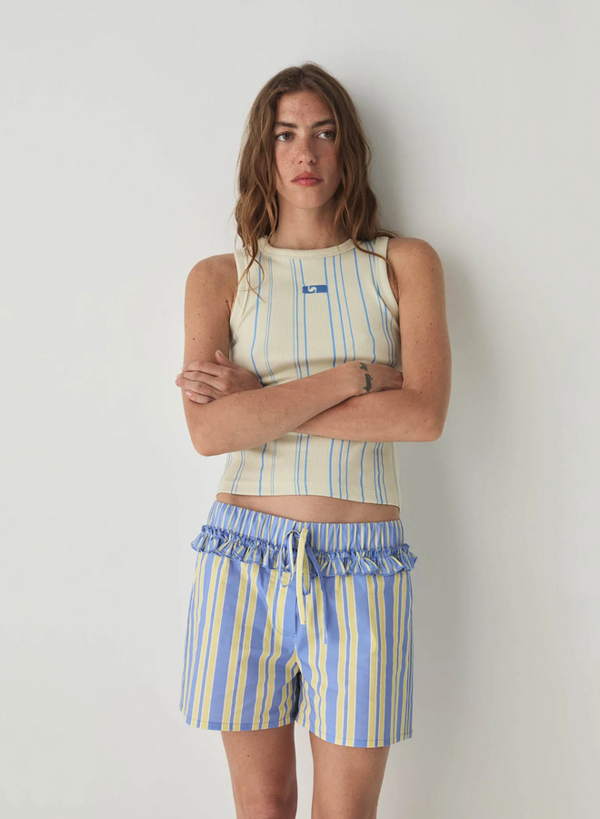 LAAGAM - Caos Poplin Boxer Pants - Blue