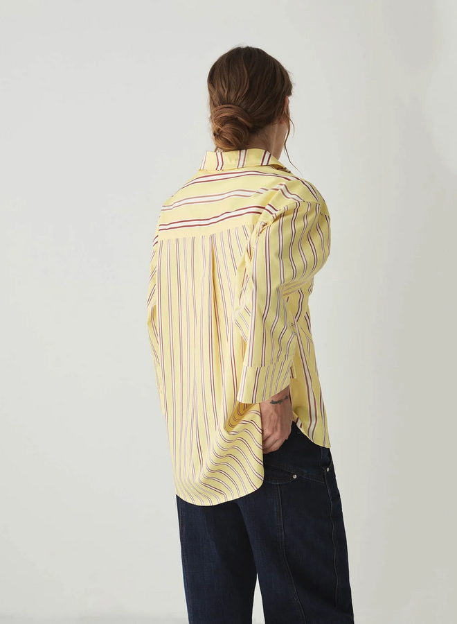 LAAGAM - Caos Striped Poplin Shirt - Butter